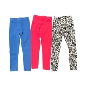 Girls Leggings Bundle Size XS (5 Years) Blue Pink Heart Print Set of 3